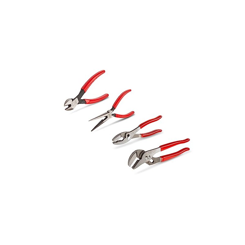 TEKTON Pliers Set, 4-Piece (Groove Joint, Slip Joint, Long Nose,