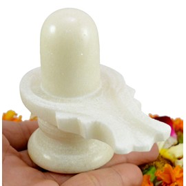 A&S Ventures 3 Inch White Marble Shivling | Shiva Lingam Shivling Idol Statue for Home Puja