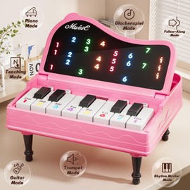 Piano for Kids, Piano Keyboard Learning Toys for Kids Boys Girls Ages 3 4 5 6 7 Year Old, 7 Modes Educational Toy Keyboard Piano with Light-Up Keys, Travel Piano Toy Music Rhythm Machine Birthday Gift