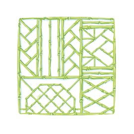 Caspari Bamboo Screen Moss Green Square Salad & Dessert Plates -8 Paper Plates per Pack, 4 PACKS