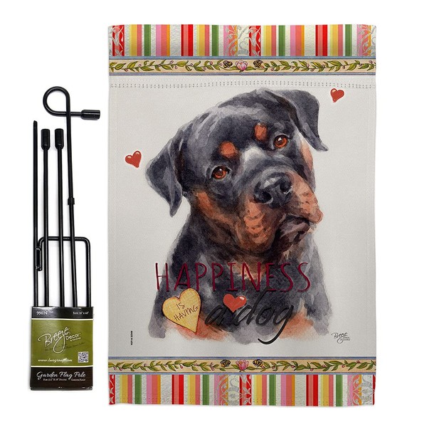Mahogany Rottweiler Happiness Garden Flag Set with Stand Animals Dog