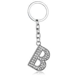 BESPMOSP A-Z Letter Keychain Keyring Crystal Shiny Family Best Friend Jewellery (B)