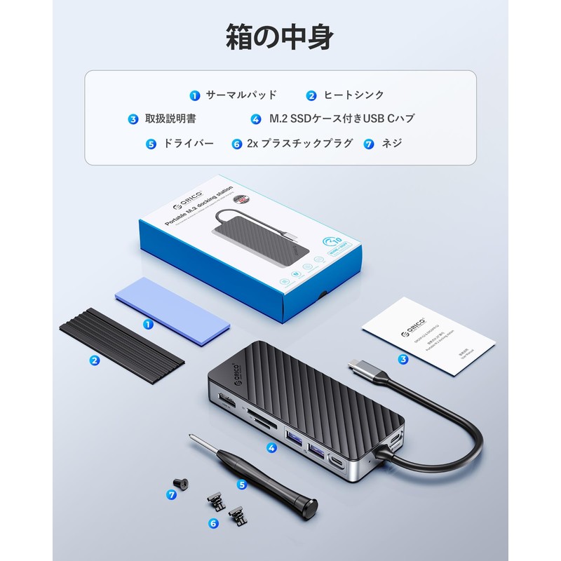 USB C Hub with M.2 SSD Case, ORICO USB-C Docking