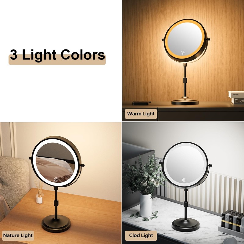 Erlingeryi 9" Magnifying Mirror with Lights 20X, Height Adjustable Lighted