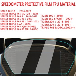 2 Sets of TPU Speedometer Film Screen Protectors, Compatible with T-riumph Speed Triple (2018-2020) Street Triple 765 Moto(2023-) Street Triple 765 R(2017-2022) Street Triple 765 RS(2017-2023)