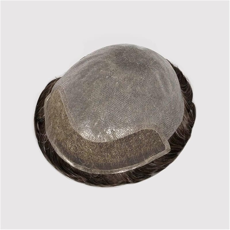 Hombres Tupé for hombre con encaje suizo #1B20, cabello humano