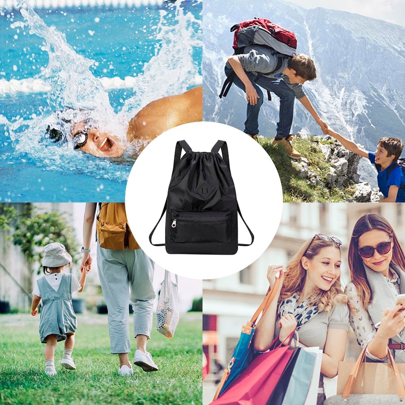 AWAVM Drawstring Waterproof Bag,Drawstring Backpack Sports Gym Bag with Shoes