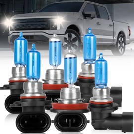 NSDXCT Fit For Ford F150 F-150 2015-2020 9005 High Beam+H11 Low Beam Halogen Headlight Bulbs+9145 Fog Light Bulbs, 5000K 300% More Brightness Front Light Car Replacement Bulb, 6PCS
