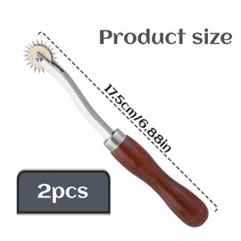 LUNARM 2 PCS Tracing Wheel Sewing Tool - Professional Stitch Marking Spacer, 4mm Leather Needle Point Tracing Wheel with Wooden Handle for Arts and Leather Crafts