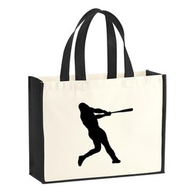Huuraa Jute bag Baseball Gift shopper shopping bag Black 21 liters jute and cotton Baseball Attention