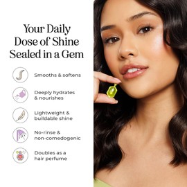 INH Hair Gloss Gems - Lightweight Hair Oil Perfume Capsules for Dry, Damaged, or Frizzy Strands, Smoothing Anti Frizz Shine Serum with Argan & Batana Oil, Vegan Leave In Treatment, 35 Capsules