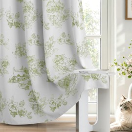 Green Vintage Floral Blackout Curtains Farmhouse Grommet 52x54 Inch