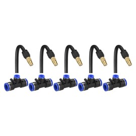 M METERXITY 5-Set Brass Misting Nozzles Tee, 4inch/10cm 360 Degree Adjustable Copper Sprayer for 1/4 Inch Tubing Garden Irrigation/Atomizing Misting System, Water Mister Nozzle Thread Sprayer