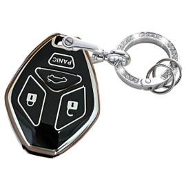 TAPAYICA For Mitsubishi Key Fob Shell Keyless Remote Key With Keychain Fit for Mitsubishi Eclipse/Galant/Lancer (4 Buttons Black-Silver)