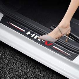 4Pcs Car Door Sill Protector for HR-V Accessories Fit for HRV Carbon Fiber Leather Door Sill Sticker, Decoration Door Sill Scuff Plate Sticker for Auto SUV