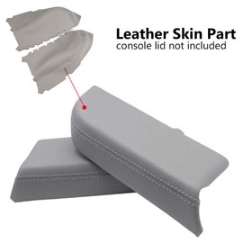 VRracing Gray Leather Front Door Panels Armrest Covers Fits Compatible for Honda 2009-2013 Pilot 2PCS 2010 2011 2012