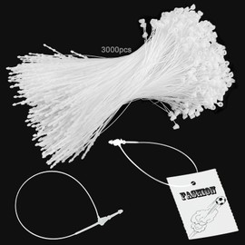 cersaty® Pack of 3000 Safety Threads, 13 cm Loop Pins White Label Loop for Clothes, Shoes, Hats, Jewellery, Bags etc. Price Tags Most Products