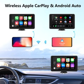 Apple Carplay Screen for Car, 7 Inch Portable Touch Screen Car Stereo with Wireless Carplay & Android Auto, Backup Camera, GPS Navigation, Bluetooth, Mirror Link, TF Card