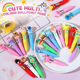 40Pcs Multicoloured Pens All in One, 4-Color Cute Multi-Colour Pens for Kids, Party Bag Fillers for Kids, Class Gifts from Teacher