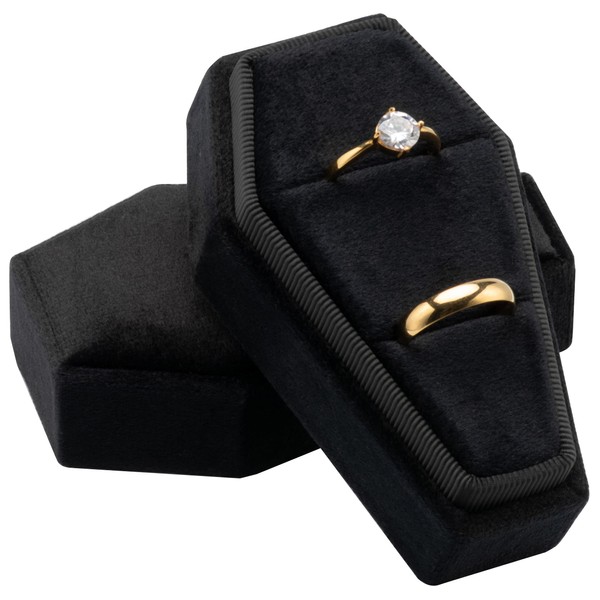 Giftop Velvet Coffin Ring Box Case Holder for Gothic Wedding