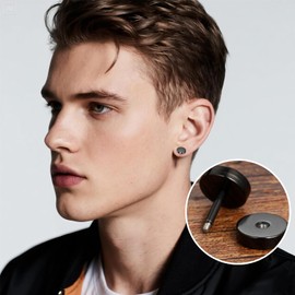 Cupimatch 3Pairs 3mm-12mm Screw Stud Earrings Mens Stainless Steel Cheater Fake Ear Plugs Gauges Illusion Tunnel, Black/Silver/Gold for Fathers Day