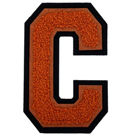 1 PCS 4.0" Brown Chenille Letter Patches, Iron on Patches for Hats Clothes Bags Backpacks Jeans, Initial Large Varsity Letters,DIY Accessories (Letter C)