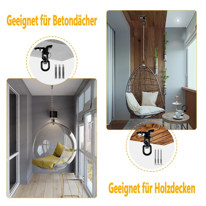 Awroutdoor Ceiling Hook, Hanging Chair, Stainless Steel, Heavy Duty Ceiling