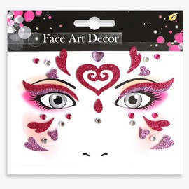 Valentine's Day Face Gems Face Jewels Stickers Red Love Heart Lip Self Adhesive Eye Body Face Nail Hair Crystal Rhinestones for Makeup Festival Glitter Face Art Decor 2Sheets (style6)