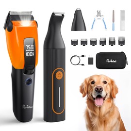 3 in 1 Dog Clippers for Heavy Thick Hair & Coats, Rechargeable Cordless Pet Shaver with Storage Box, Quiet Paw Trimmer for Small & Large Dogs, Cats & Animals