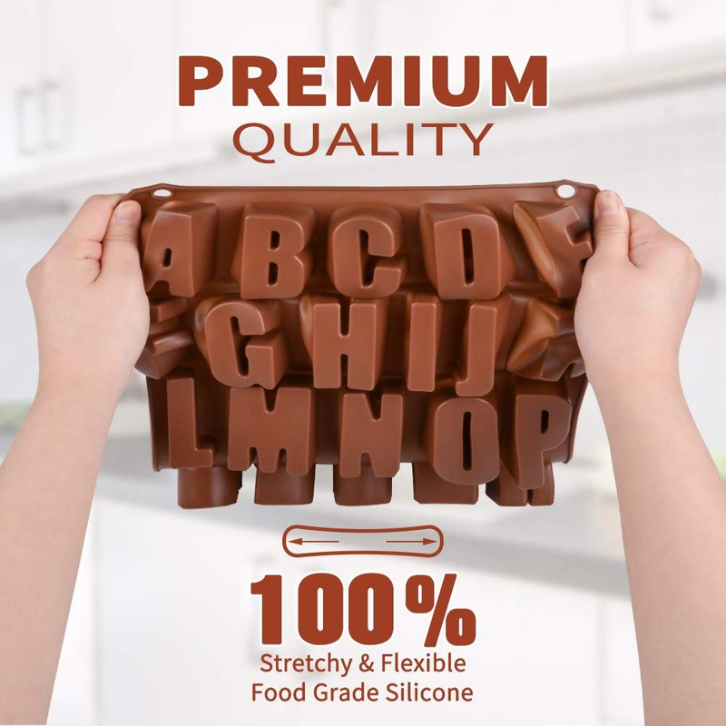 26 Cavities Large Letter Molds Silicone Alphabet Mold for Crayon,