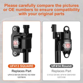 Square UF413 Ignition Coil Packs Kit and Spark Plugs and 8mm Wires Set, Replacement for UF413 D510C 5C1554, Compatible with Chevy Silverado 1500 GMC Pontiac G8 Grand Prix H3 Tahoe Yukon, Set of 8