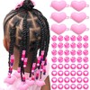 NAISKA 60Pcs Pink Heart Hair Beads for Kids Girls Heart