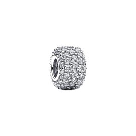 Lkwrideiny - Abalorio de plata de ley 925 para pulseras y collares, colgantes, abalorios, joyería de regalo para mujeres, Plata, Circonita cúbica
