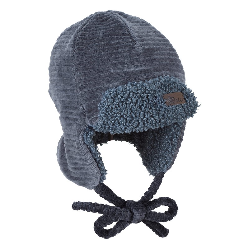 Sterntaler Baby Boys' Aviator Hat Striped Blue, mid-blue