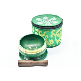 GK&CO. 3 Inch Green Color Chakra Tibetan singing bowls set, choose your favorite chakra bowl, improve your chakra meditation practice (Heart Chakra)