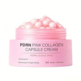 Salmon DNA PDRN Capsule Cream, Crema en Cápsulas de Colágeno, Crema hidratante facial, Crema hidratante ligera, PDRN, niacinamida para tono desigual  