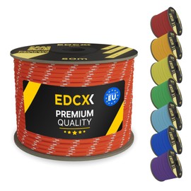 EDCX 4mm Nylon Paracord 550 50m (165 feet) - Type III, 100% Nylon Rope, 7 Strand Rope, 4mm Nylon Rope in Solid Colors (Reflective Sofit Orange, 50 m)