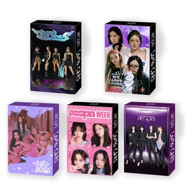 ZHENGGE 5 Pack/150 Pcs AESPA Lomo Card Photocards Greeting Card with Postcards Box