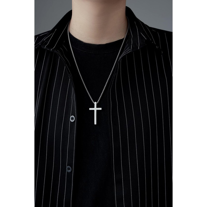 VQYSKO Cross Necklace for Men Women, CZ 14k Gold Plated
