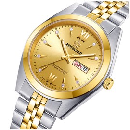 PASOY Fashion Men's Gold Watch Unisex Steel Ultra Thin Case Quartz Silver Roman Date Week Wristwatch 37mm oro reloj de pulsera