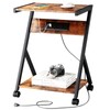 MMEOLUOOK C Shaped End Table with Charging Station Side Table,
