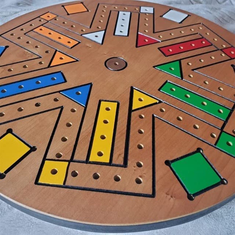 Fast Track Game Wood 35.5cm Diameter Family Board Game Brown