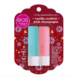EOS Bálsamo labial festivo de edición limitada, nube de frambuesa y mora bellini, humedad durante todo el día, hecho para pieles sensibles, 0.14 onzas, paquete de 2, transparente