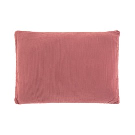 LÄSSIG Baby/Children's Duvet Cover (100 x 140 cm) and Pillow (40 x 60 cm) GOTS Muslin Cotton Rosewood