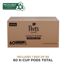 Peet's Coffee, Dark Roast Keurig K-Cup Pods - Chalet Blend 60 Count (1 Box of 60 K-Cup Pods)