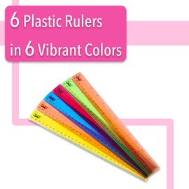 Mr. Pen- Plastic Rulers, 12 Inch, 6 Pack, Assorted Colors, Scratch-Resistant Design with Inches and Centimeters, Durable Transplant Rulers for Crafting Office & School, School Supplies