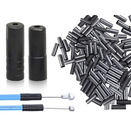 KAPSING Pack of 200 End Caps, Brake Cable, Bicycle End Caps, Brake Cable End Ferrules, Plastic End Cap, Brake Cable for Brake Cable, Shift Cable (100 Pieces 5 mm + 100 Pieces 4 mm)