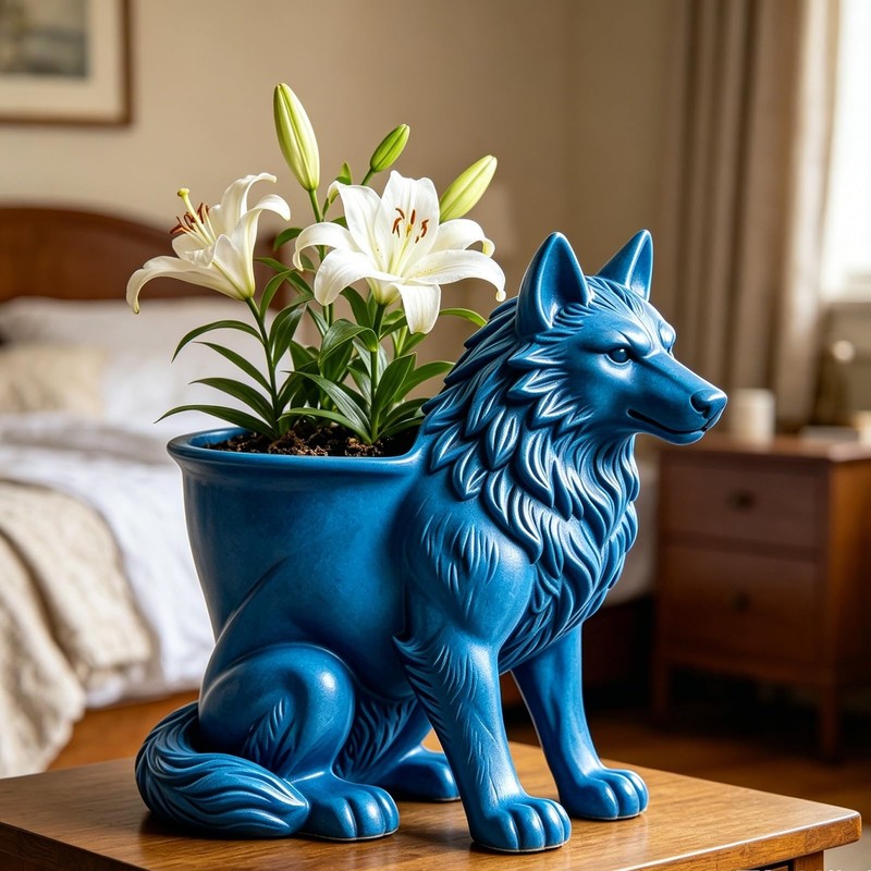 Black Wolf Flower Pot Silicone Resin Mold Animal DIY Making