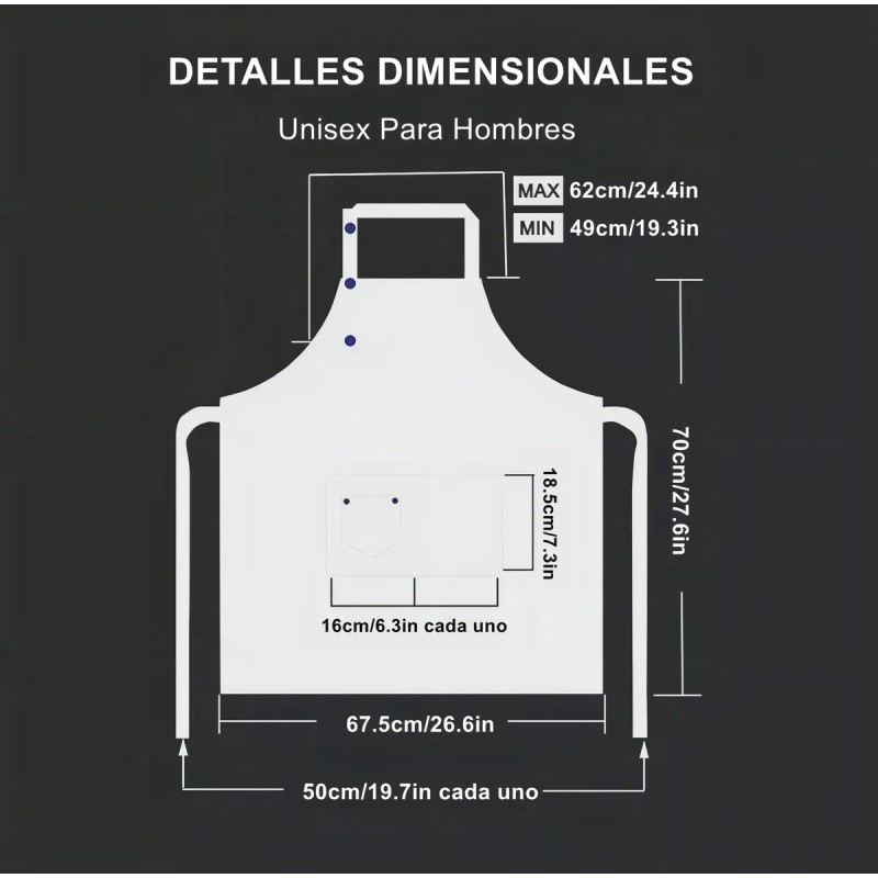 2 Pack Mandil Delantal Para Chef Anti-agua Poliéster Algodón Color
