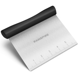 Rainspire Raspador de banco, raspador de masa de acero inoxidable, raspador de repostería, cortador de pizza y masa, raspador multiusos, cortador de p